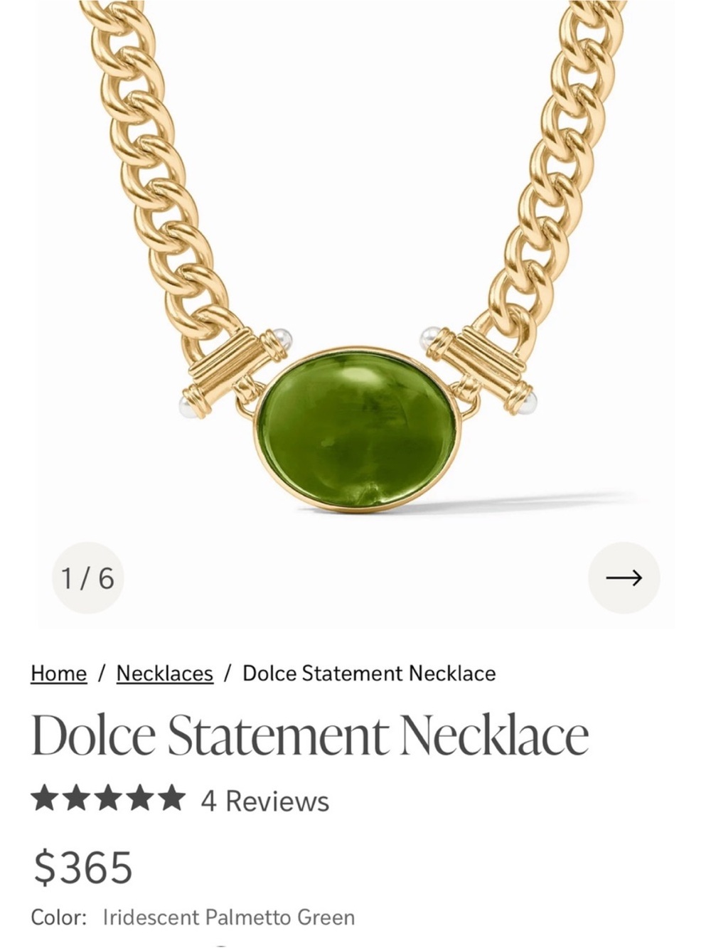 Julie Vos Statement Necklace - Iridescent Palmetto Green